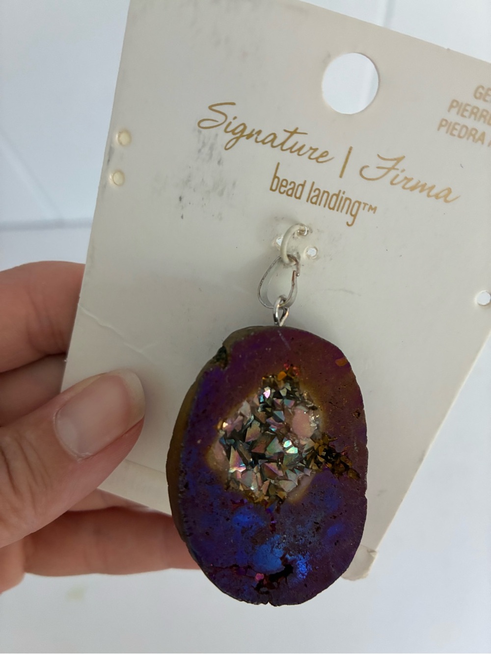 Signature Iridescent Purple Druzy Drop Stone - with pendant/ keychain hardware